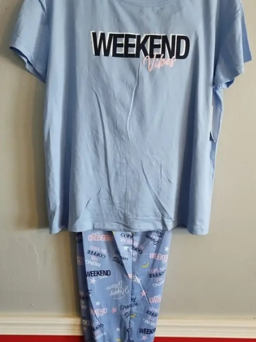 "WEEKEND VIBES"...Women's and Women’s Plus Sleep Tee and Joggers Pajama Set, 2-P